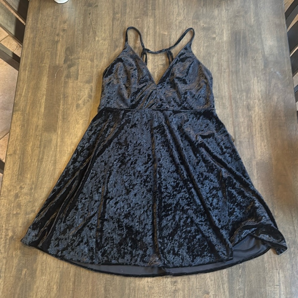 Black velvet mini dress